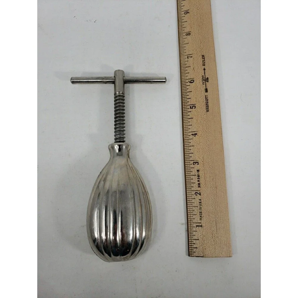 Vintage Nut Cracker Screw Type T-Handle Pineapple Shaped All Metal HMQ Style